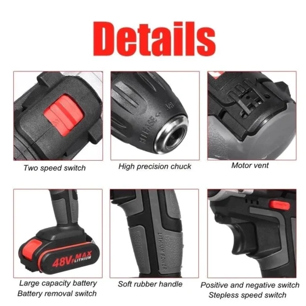 Cordless Drill Impact Drill 188VF Barena Electric Screwdriver impact drill With 32pcs drill bit set